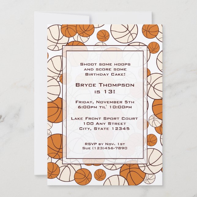 Basketball Party Invitation (Front)