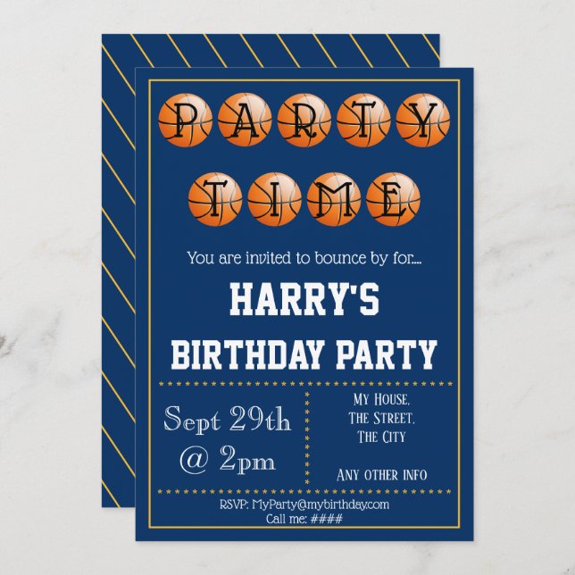 Basketball Party Invitation Editable (Front/Back)