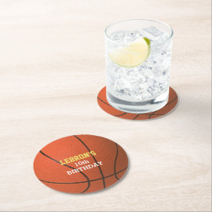 Basketball Party Round Paper Coaster