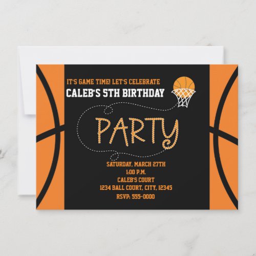 BASKETBALL PARTY Typography Birthday Invitation