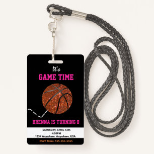 Basketball Pass Party Pass, VIP,  Invitation, girl Badge