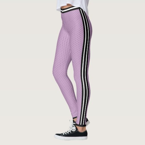 Basketball Pastel Purple Striped Varsity Sports Leggings