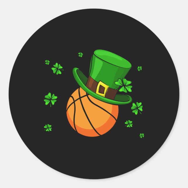Basketball Patrick's Day Hat  Classic Round Sticker (Front)