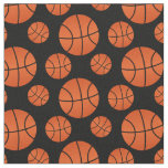 Basketball Pattern Black Background Fabric