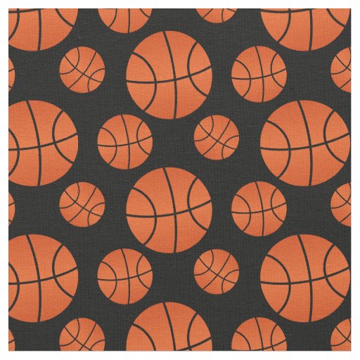 Basketball Pattern Black Background Fabric