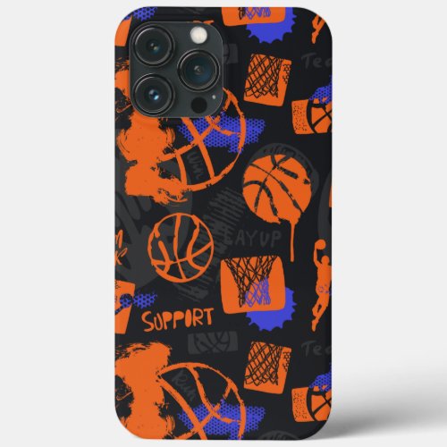 Basketball Pattern iPhone 13 Pro Max Case