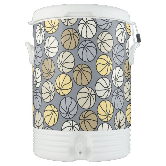 Basketball Pattern Gray Beverage Cooler (Front)