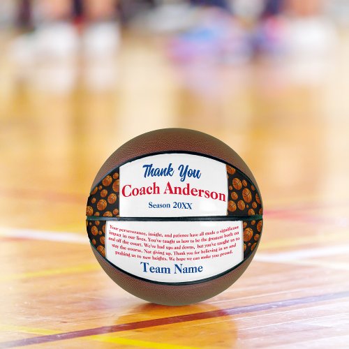 Basketball Pattern Inspirational Thank You Coach