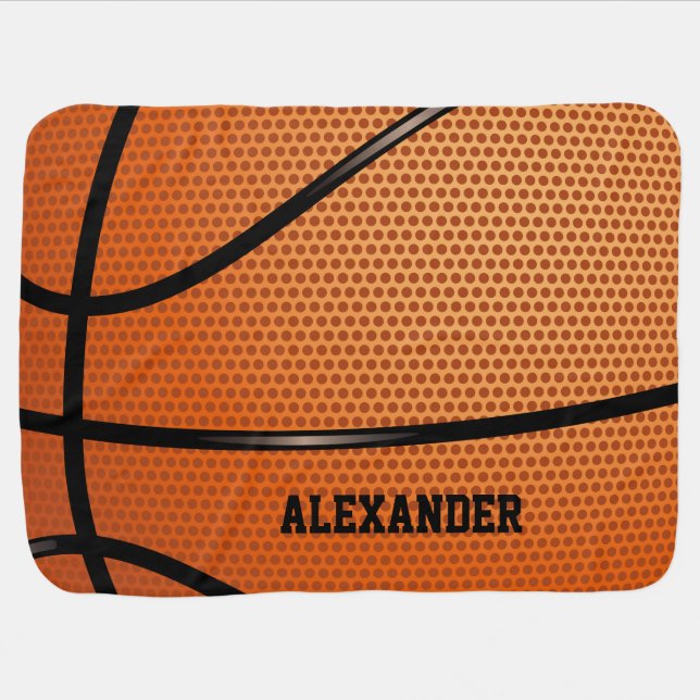 Basketball Pattern Name Customize Stroller Blanket (Horizontal)