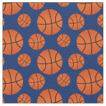 Basketball Pattern Navy Blue Background Fabric