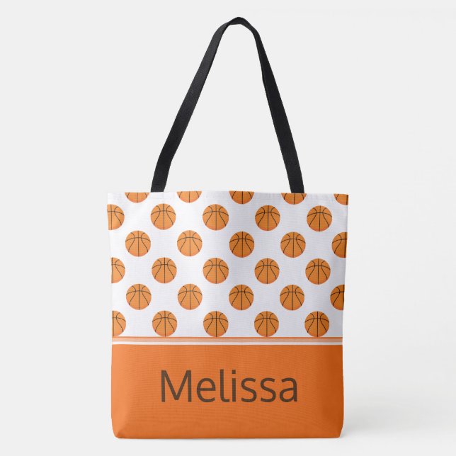 Basketball Pattern | Personalized Tote Bag (Front)