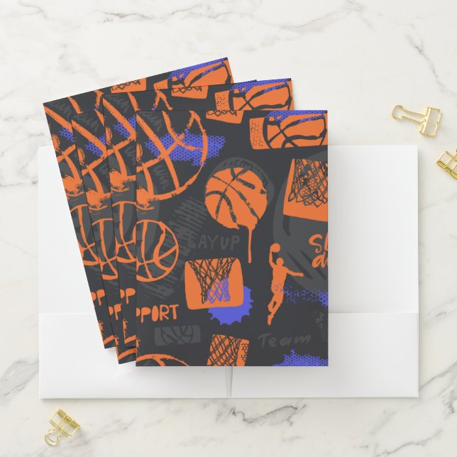 Basketball Pattern Pocket Folder (In Situ)