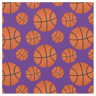 Basketball Pattern Purple Background Fabric