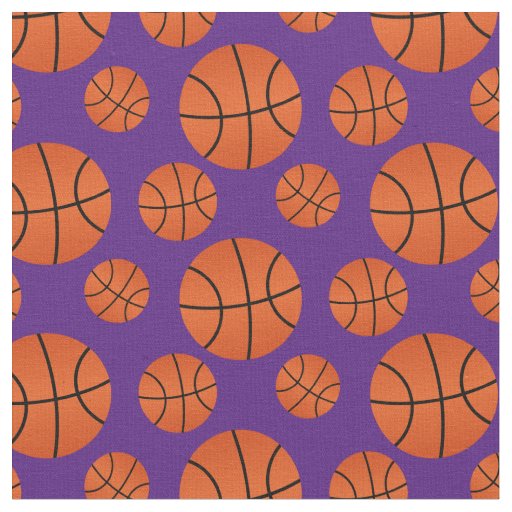 Basketball Pattern Purple Background Fabric