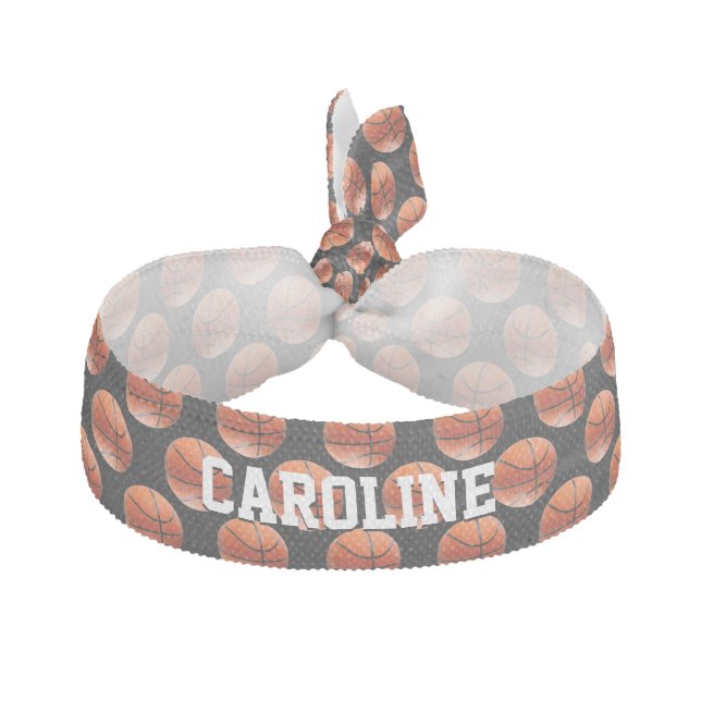 Basketball Pattern | Sport Fan Ribbon Hair Tie (Front)