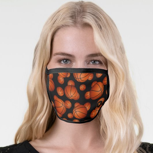 basketball pattern sports fan athletic monogrammed face mask (Worn Her)