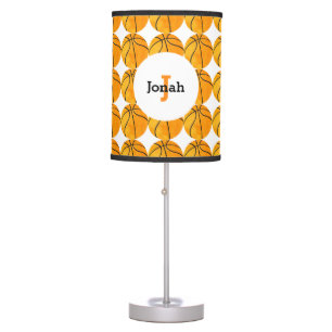Basketball Pattern Sports Retro Kids Personalized Table Lamp