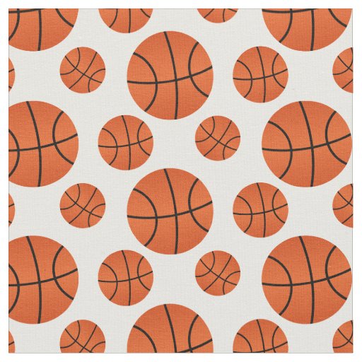 Basketball Pattern White Background Fabric