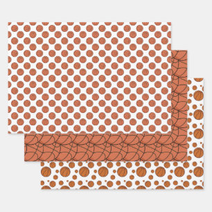  Basketball Pattern Wrapping Paper Sheets