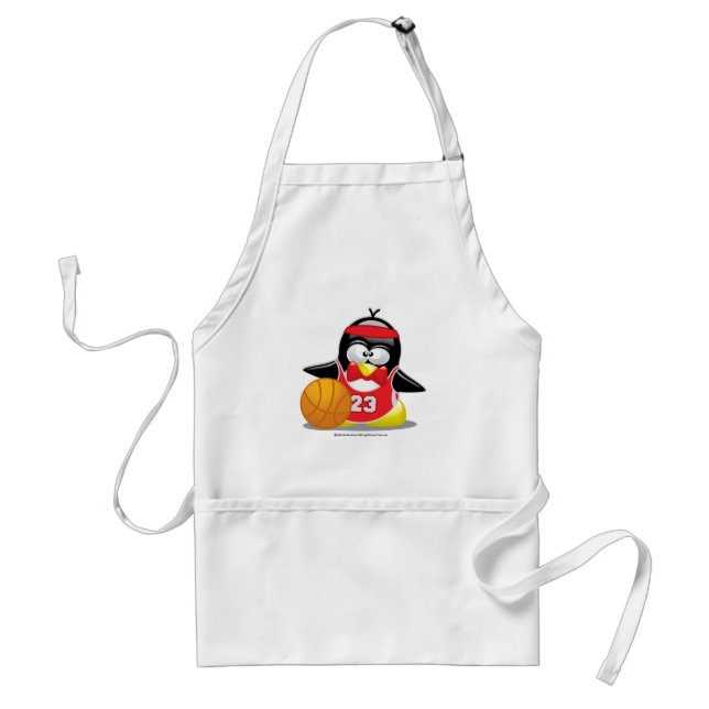 Basketball Penguin Adult Apron (Front)