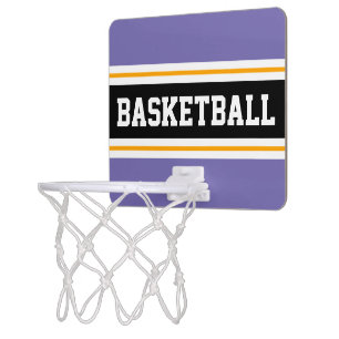 BASKETBALL Periwinkle Black Yellow Racing Stripes Mini Basketball Hoop
