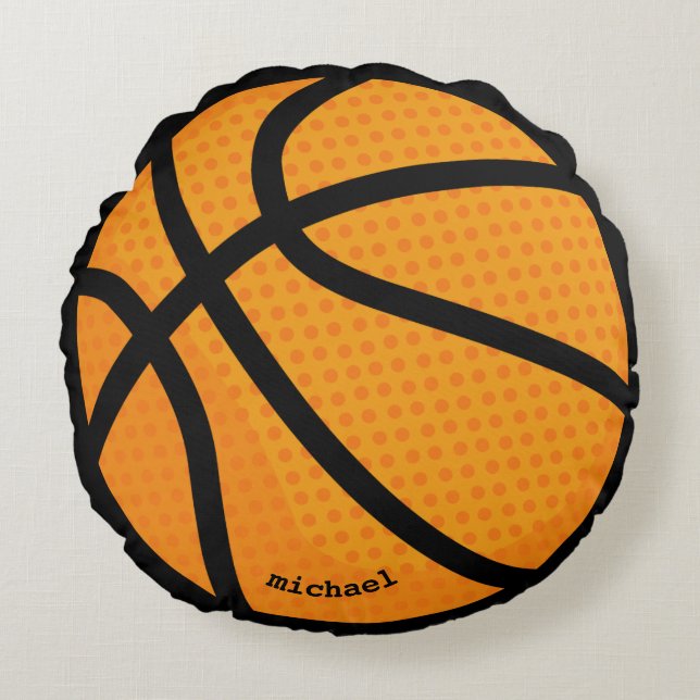 Basketball personalised name round pillow (Front)