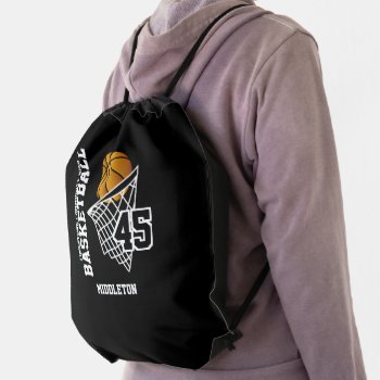 Basketball / Personalize Drawstring Bag by DesignsbyDonnaSiggy at Zazzle