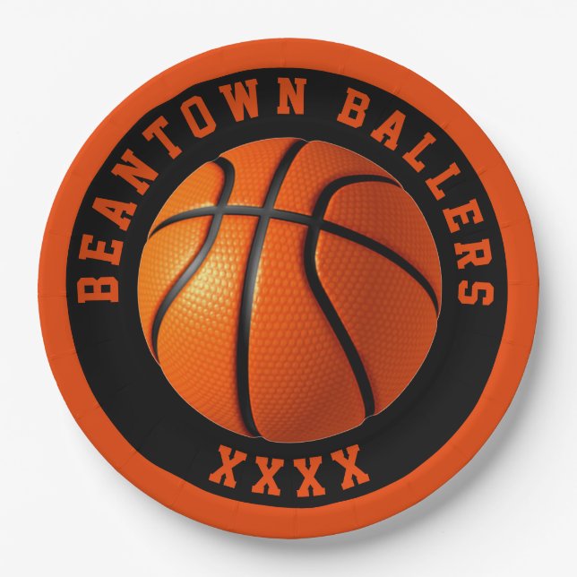 Basketball  Personalize Paper Plates (Front)