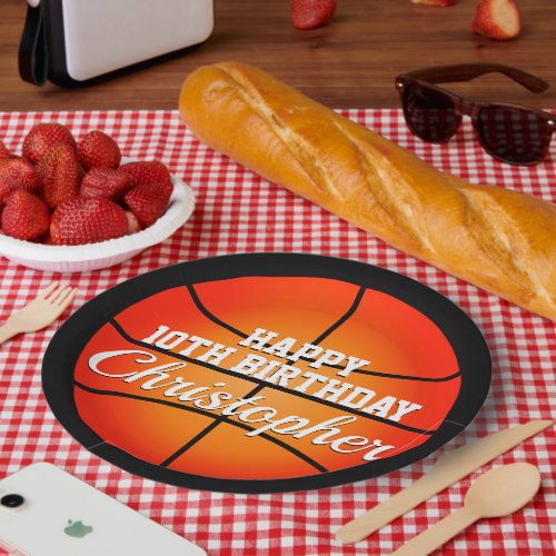 Basketball Personalized Birthday Paper Plate