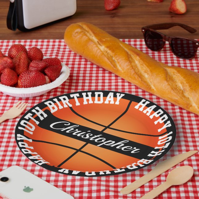 Basketball Personalized Birthday Paper Plates (Picnic)