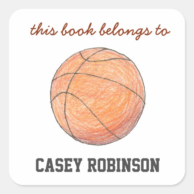 Basketball personalized bookplates for kids (Front)