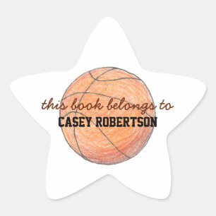 Basketball personalized bookplates for kids - star