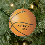 Basketball Personalized Christmas Ceramic Ornament<br><div class="desc">Personalize basketball Christmas Ornament personalize with name & date.  Visit our shop to view large assortment of unique christmas ornaments.</div>