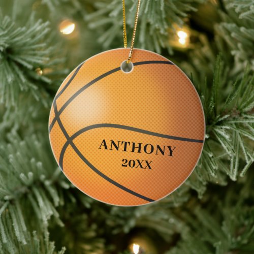 Basketball Personalized Christmas Ceramic Ornament