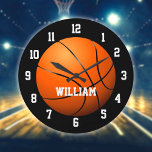 Basketball Personalized Custom Name Large Clock<br><div class="desc">Personalized name basketball clock. Designed by Thisisnotme©</div>
