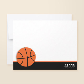 Basketball Personalized Flat Note Card by printcreekstudio at Zazzle