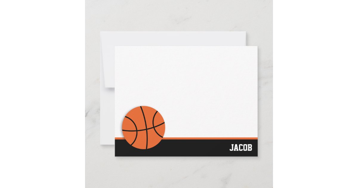 Basketball Personalized Flat Note Card