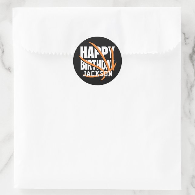 Basketball Personalized Happy Birthday Classic Round Sticker (Bag)