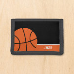 Basketball Personalized Kids Name Trifold Wallet<br><div class="desc">This cute basketball wallet makes a great gift for a little boy. Easily personalize this custom name!</div>
