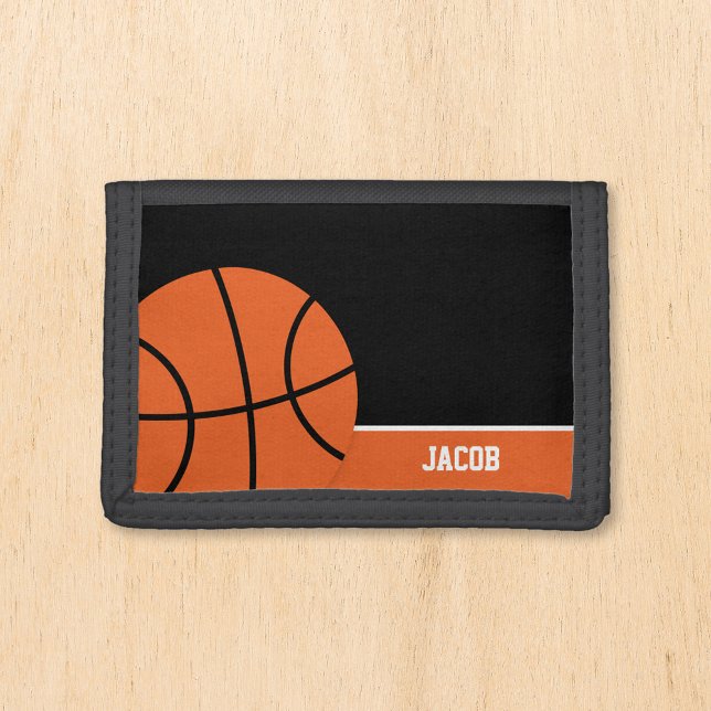 Basketball Personalized Kids Name Trifold Wallet (Creator Uploaded)