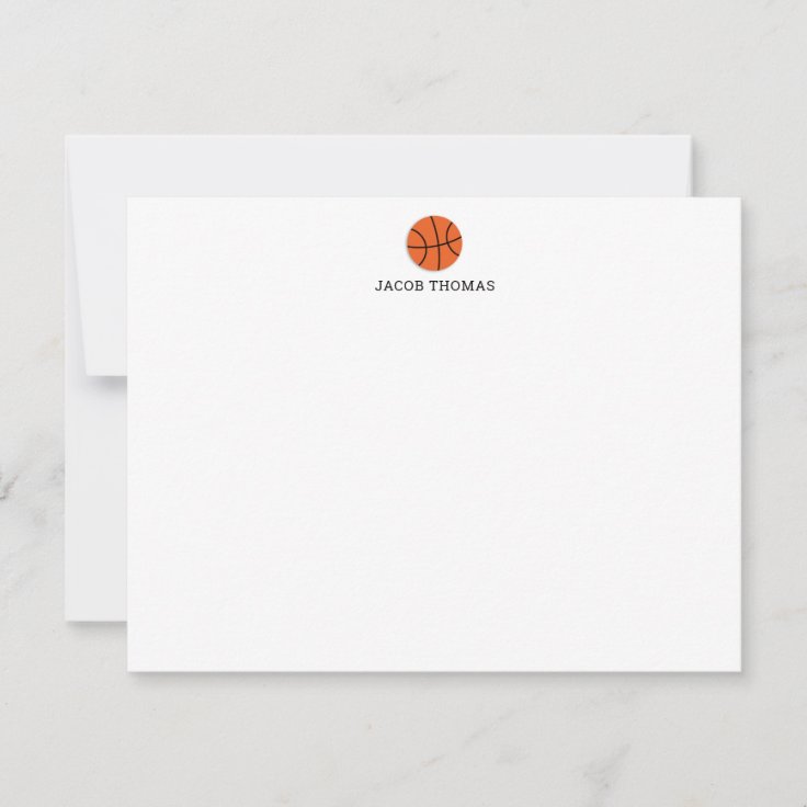 Basketball Personalized Kids Stationery Flat Note Card Zazzle