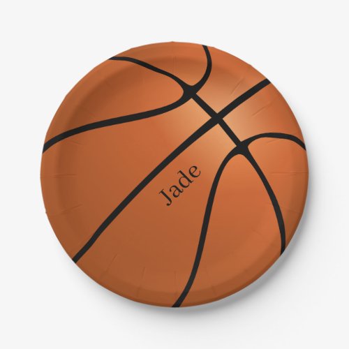 Basketball Personalized Name Birthday Paper Plates