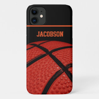 Basketball Personalized Name Black and Orange iPhone 11 Case