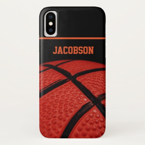 Basketball Personalized Name Black and Orange iPhone XS Case