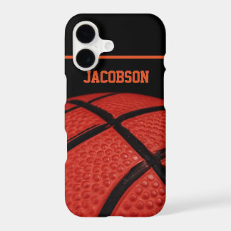 Basketball Personalized Name Black and Orange iPhone 17 Case