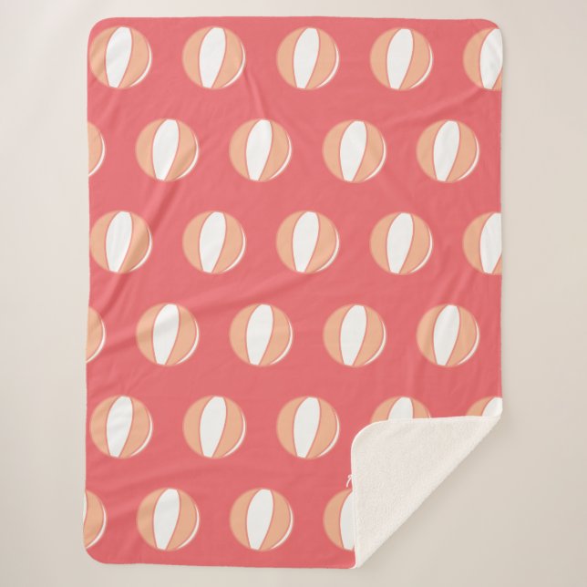 Basketball Personalized Name Coral White Custom Sherpa Blanket (Front)