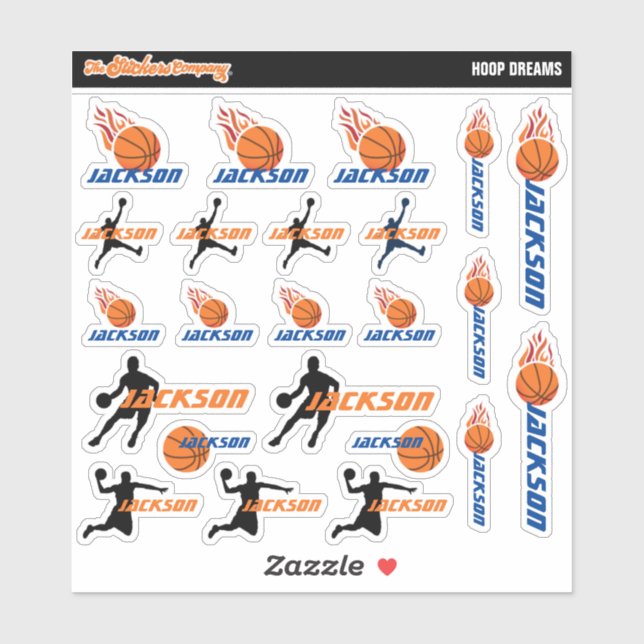 Basketball Personalized Name Labels | School (Sheet)