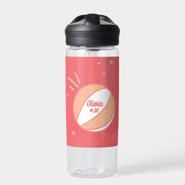 Basketball Personalized Name Number Personalized Water Bottle (Front)