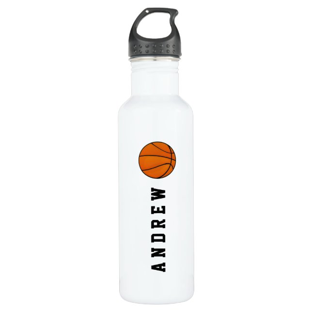 Basketball Personalized Name or Monogram Water Bottle (Front)
