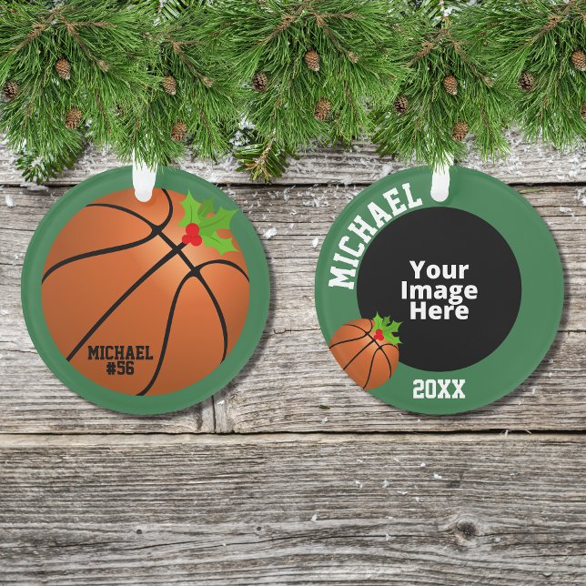 Basketball Personalized Photo Christmas Ornament (Creator Uploaded)